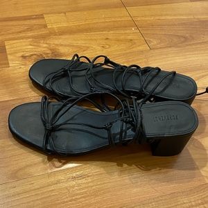 Black F21 Wrap Around Lace Up Sandals 8